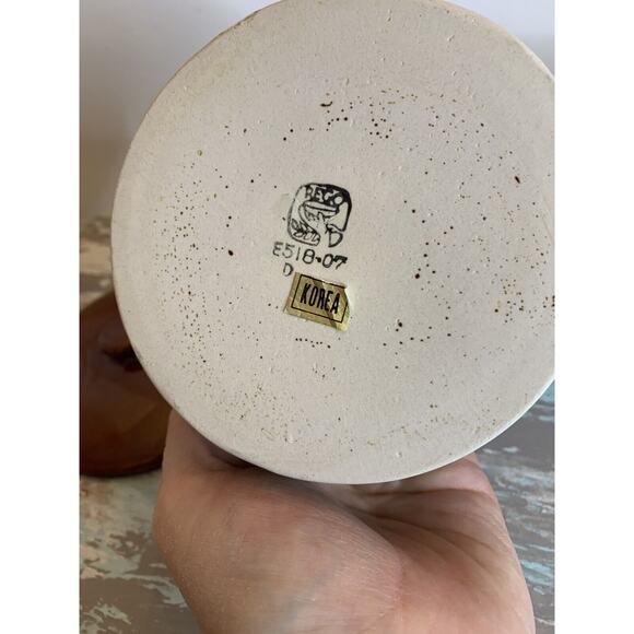 Vintage Set of 2 Rego Brown Stoneware Lidded Crocks Pots E518-07 5"d x 2 3/8"h - Picture 8 of 9